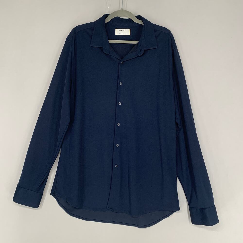 Ministry of Supply Shirt XXL Blue Long Sleeve Collared Button Up Work Office